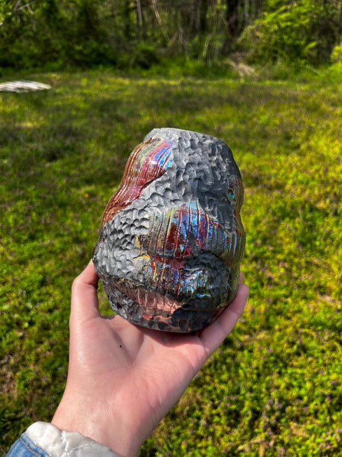 Ceramic Raku Fired Hand Built Vase