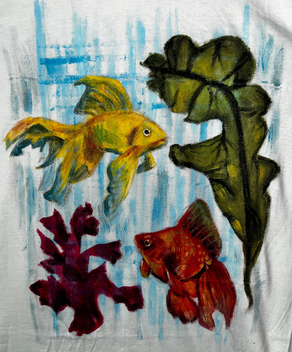 “Two Fish Sitting” Hand Painted Shirt