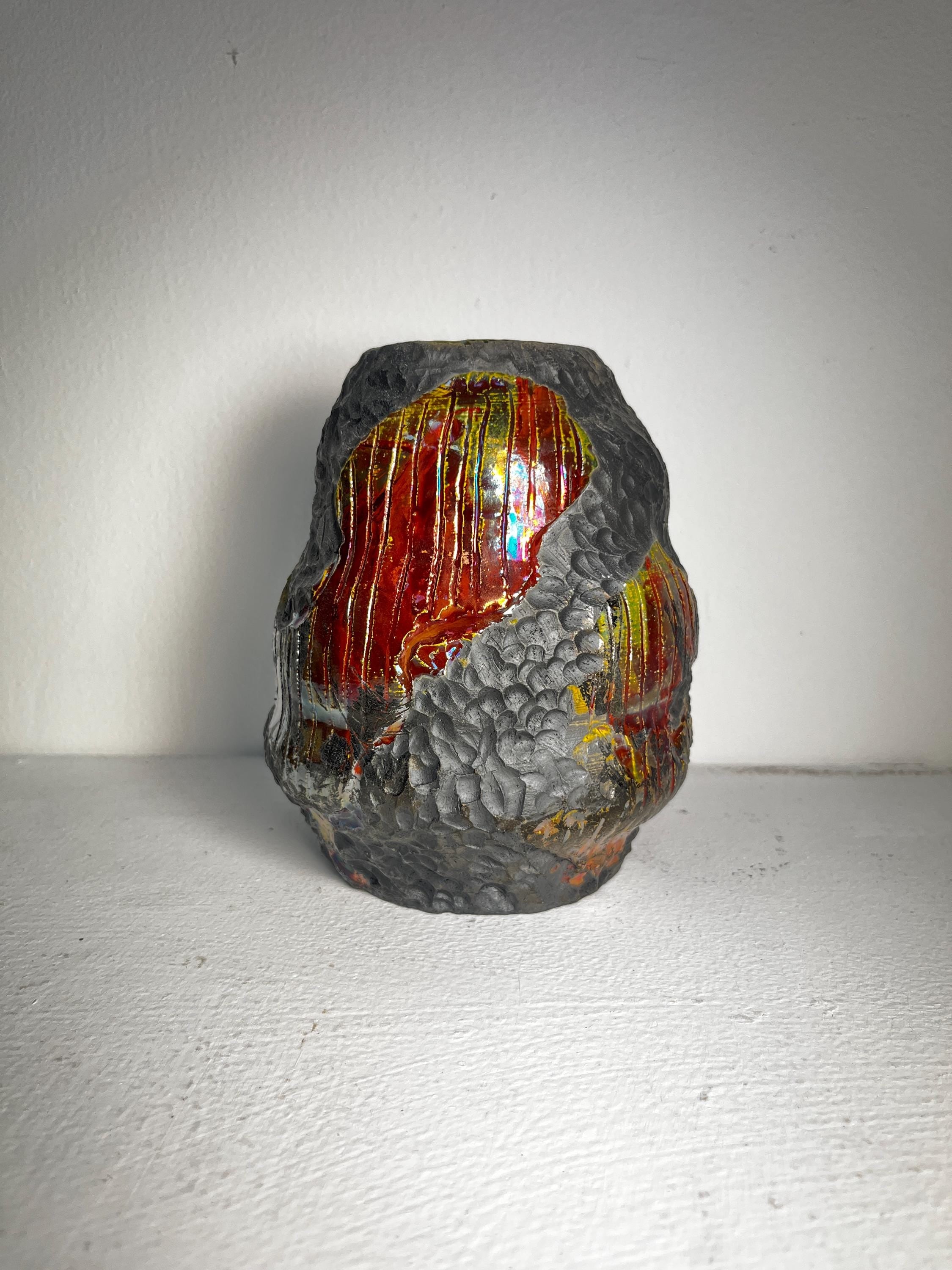 Ceramic Raku Fired Hand Built Vase